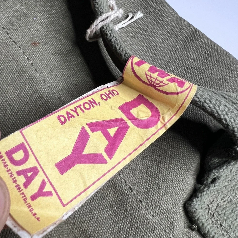 60s Vintage US Military Barracks Duffel Bag OD Green Canvas USGI USA Name Marked
